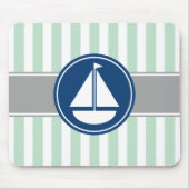 Mint Green Nautical Sailboat Stripes Muismat (Voorkant)