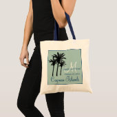 Mint Green Navy Blue Beach Wedding Palm Trees Tote Bag (Voorkant (product))