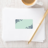 Mint Green & Navy Blue Lace Blank Weduwadres Etiket (Insitu)