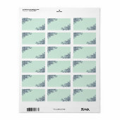 Mint Green & Navy Blue Lace Blank Weduwadres Etiket (Full Sheet)