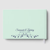 Mint Green & Navy Blue Lace Elegant Wedding Gastenboek (Achterkant)