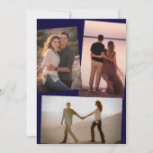 Mint Green & Navy Blue Lace Photo Collage Wedding Kaart (Achterkant)