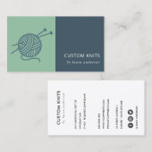 MINT GREEN NAVY GRAY KNITTING WOOL YARN BALL VISITEKAARTJE (Voorkant / Achterkant)