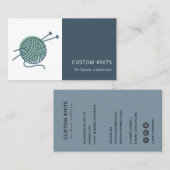 MINT GREEN NAVY GRAY KNITTING WOOL YARN BALL VISITEKAARTJE (Voorkant / Achterkant)