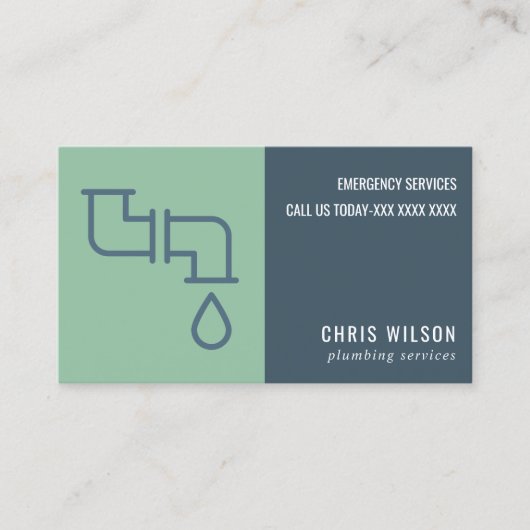 MINT GREEN NAVY LOODGIETERSSERVICE LEIDINGEN LOODG VISITEKAARTJE (Voorkant)