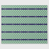Mint Green, Navy Moroccan #5DS Navy Name Monogram Cadeaupapier (Vlak)