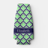 Mint Green, Navy Moroccan #5DS Navy Name Monogram Flesjeskoeler (Voorkant)