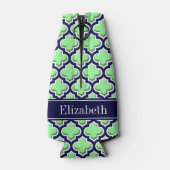 Mint Green, Navy Moroccan #5DS Navy Name Monogram Flesjeskoeler (Achterkant)