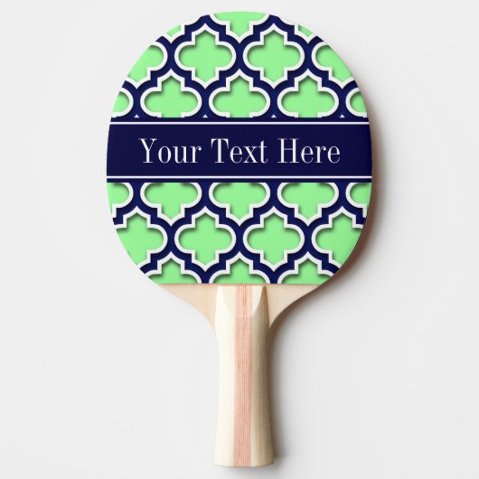 Mint Green, Navy Moroccan #5DS Navy Name Monogram Tafeltennisbatje (Voorkant)