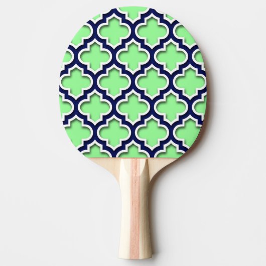 Mint Green Navy White Moroccan Quatrefoil #5DS Tafeltennisbatje (Voorkant)