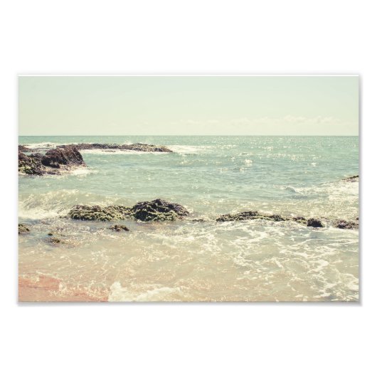 Mint Green Ocean Pastel Beach Photography Foto Afdruk (Voorkant)