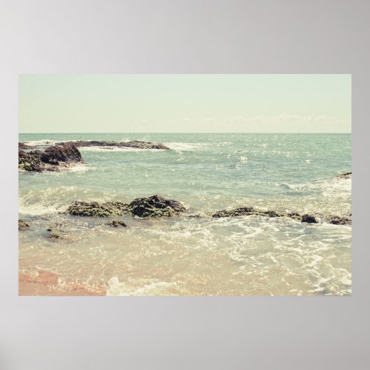 Mint Green Ocean Pastel Beach Photography Poster (Voorkant)