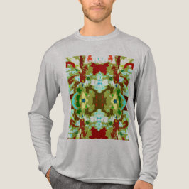 Mint Green Olijfrood Abstract Symmetrische Bloem Tri-Blend Shirt