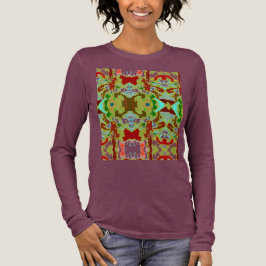 Mint Green Olive Red Abstract Flower Tegel Art Tri-Blend Shirt