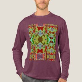 Mint Green Olive Red Abstract Flower Tegel Art Tri-Blend Shirt