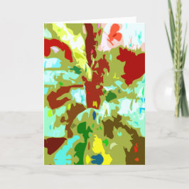 Mint Green Olive Red Abstracte Fantasy Flower Kaart