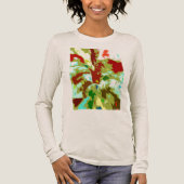 Mint Green Olive Red Abstracte Fantasy Flower Tri-Blend Shirt (Voorkant)