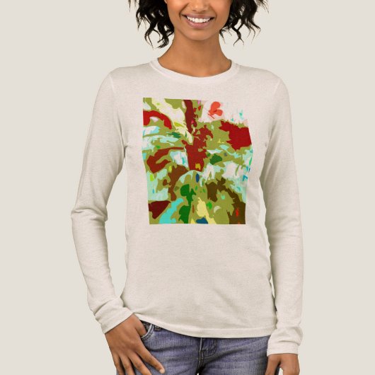 Mint Green Olive Red Abstracte Fantasy Flower Tri-Blend Shirt (Voorkant)