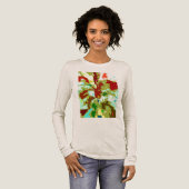 Mint Green Olive Red Abstracte Fantasy Flower Tri-Blend Shirt (Voorkant)