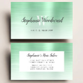 Mint Green Ombre Brushed Metal Monogram Hair Salon Visitekaartje
