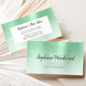 Mint Green Ombre Brushed Metal Monogram Hair Salon Visitekaartje