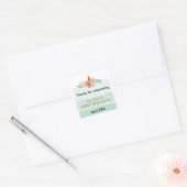 Mint Green Ombre Cake Birthday Favor Tag Vierkante Sticker (Envelop)