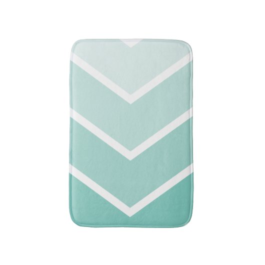 Mint Green Ombré Chevron Stripes Pattern Badmat (Voorkant Verticaal)