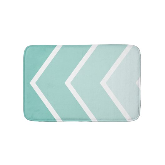 Mint Green Ombré Chevron Stripes Pattern Badmat (Voorkant)