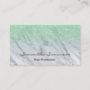 Mint Green Ombre Glitter Marmer Aanpassen Glitter Visitekaartje