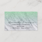Mint Green Ombre Glitter Marmer Aanpassen Glitter Visitekaartje (Achterkant)