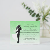 Mint Green Ombre Silhouette Formele bruiloft Uitno Kaart (Staand voorkant)