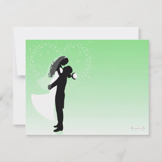 Mint Green Ombre Silhouette Formele bruiloft Uitno Kaart (Achterkant)