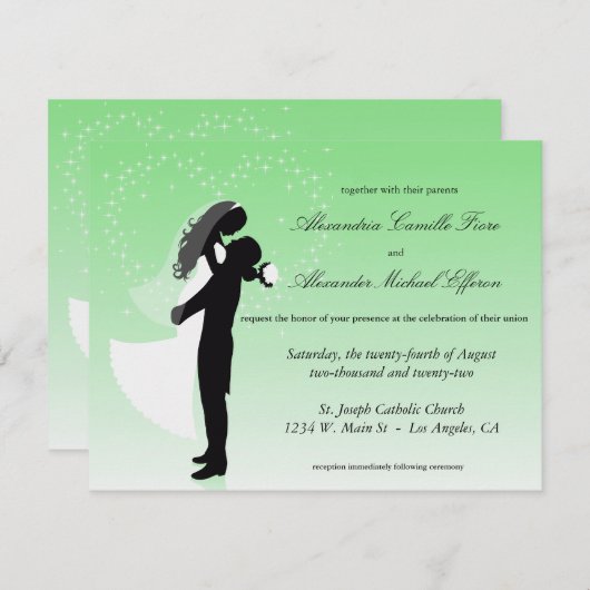 Mint Green Ombre Silhouette Formele bruiloft Uitno Kaart (Voorkant / Achterkant)