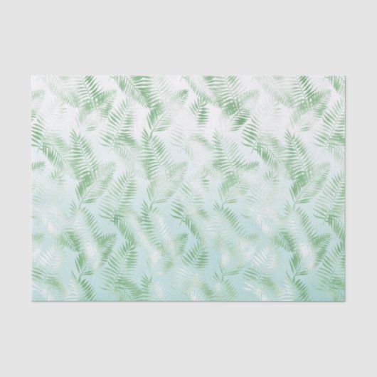 Mint Green Ombre Tropical Leaves Tissuepapier (Voorkant)
