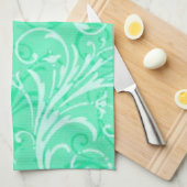 Mint Green Ornamental Kitchen Towel Theedoek (Quarter Fold)