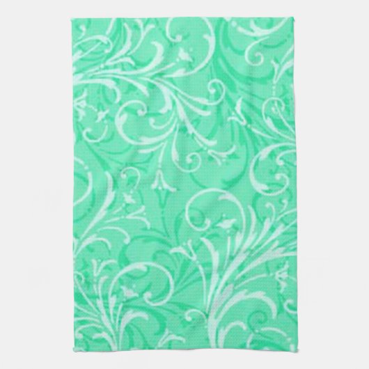 Mint Green Ornamental Kitchen Towel Theedoek (Verticaal)