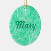 Mint Green Ornamental Name Ornament (Rechts)