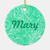 Mint Green Ornamental Name Ornament (Voorkant)