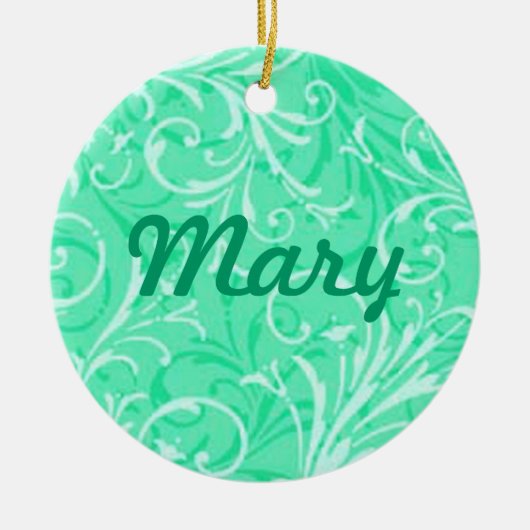 Mint Green Ornamental Name Ornament (Voorkant)