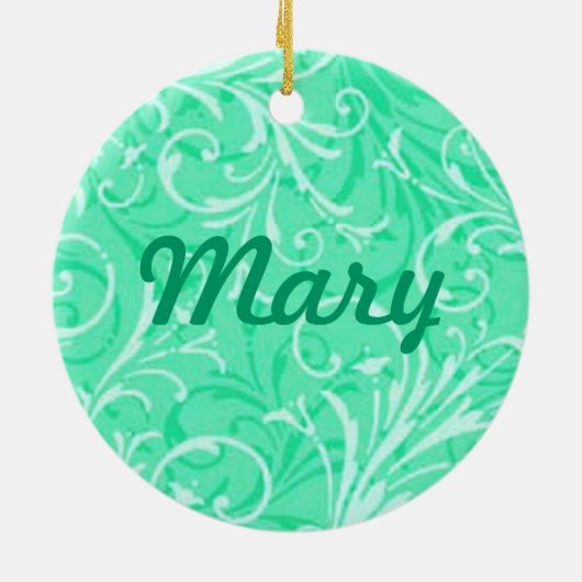 Mint Green Ornamental Name Ornament (Achterkant)