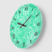 Mint Green Ornamental Round Roman Numers Clock Grote Klok (Hoek)