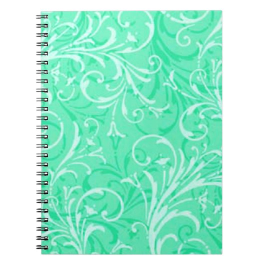 Mint Green Ornamental Spiral Notitieboek (Voorkant)