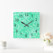 Mint Green Ornamental Square Clock Vierkante Klok (Huis)