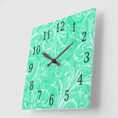 Mint Green Ornamental Square Clock Vierkante Klok (Hoek)