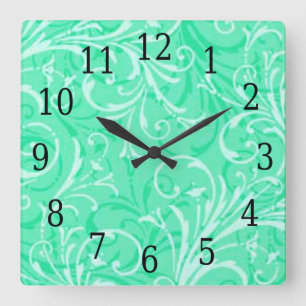 Mint Green Ornamental Square Clock Vierkante Klok