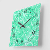 Mint Green Ornamental Square Roman Numerus Clock Vierkante Klok (Hoek)
