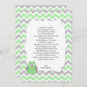 Mint Green Owl Baby shower dank u voor uw gedicht Bedankkaart (Voorkant / Achterkant)