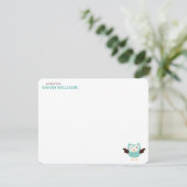 Mint Green Owl Kinder Dank u nota's Kaart (Staand voorkant)