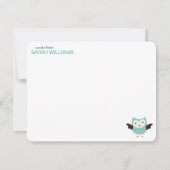 Mint Green Owl Kinder Dank u nota's Kaart (Voorkant)