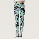 Mint Green & Paars Camouflage Camo Print Leggings<br><div class="desc">Leggings</div>